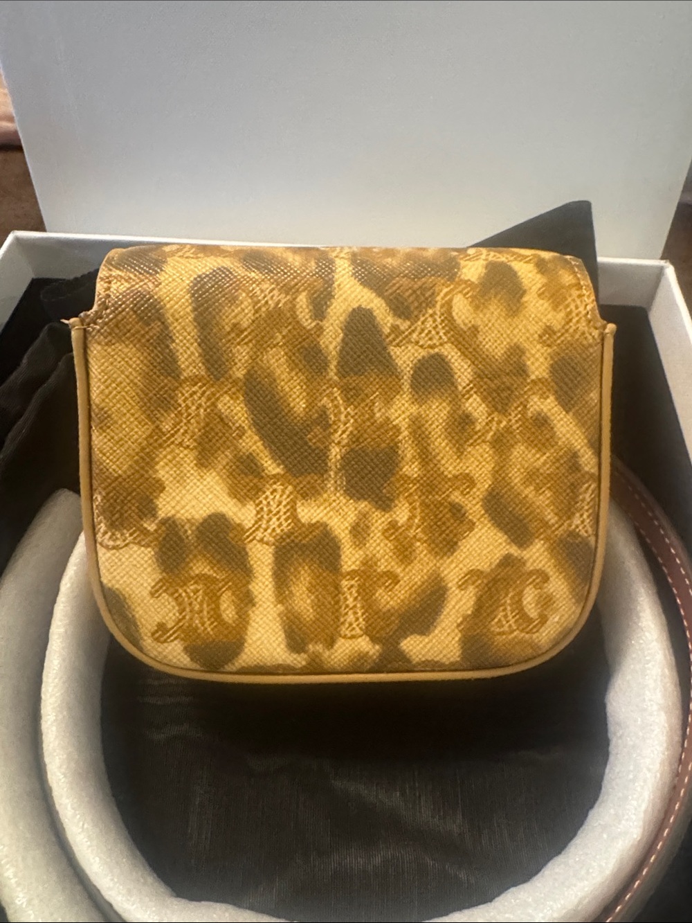 Celine Leopard-Print Triomphe Mini Bag in Gold - Picture 2 of 5